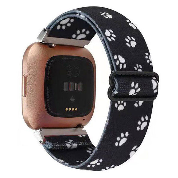 Nylon Strap For Versa 2 in paw prints on black