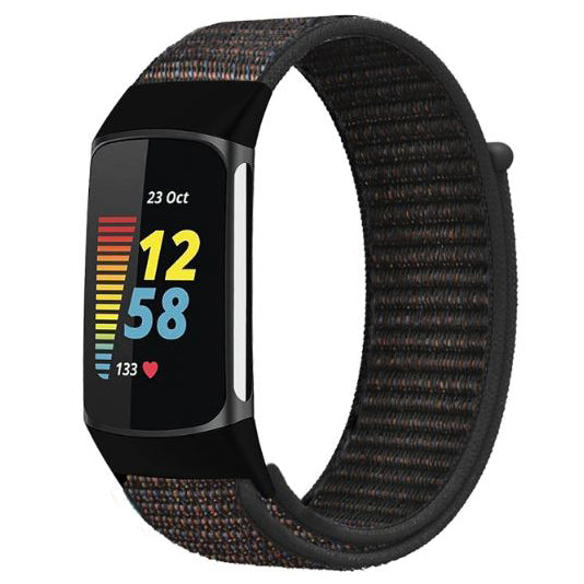 black breathable-nylon-strap-for-fitbit-charge-5