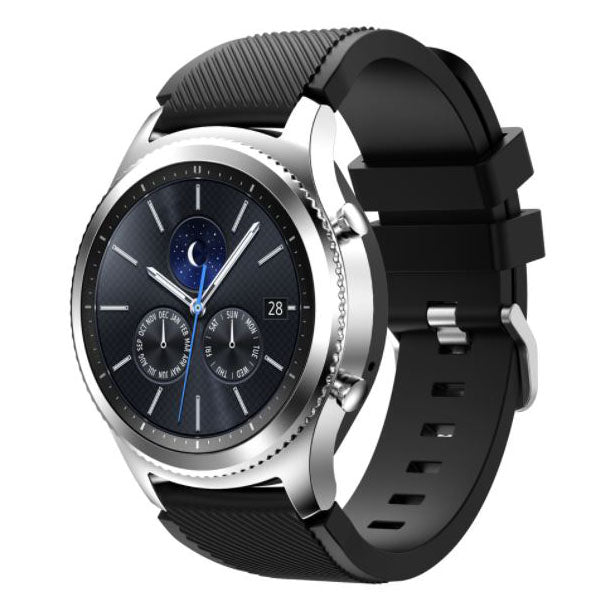 black silicone-garmin-fenix-chronos-band-silver-buckle