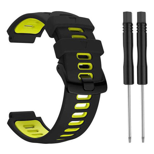 Black Yellow two-tone garmin approach s20 strap detail