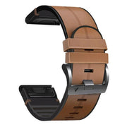 light brown garmin descent g1 silicone leather band closeup