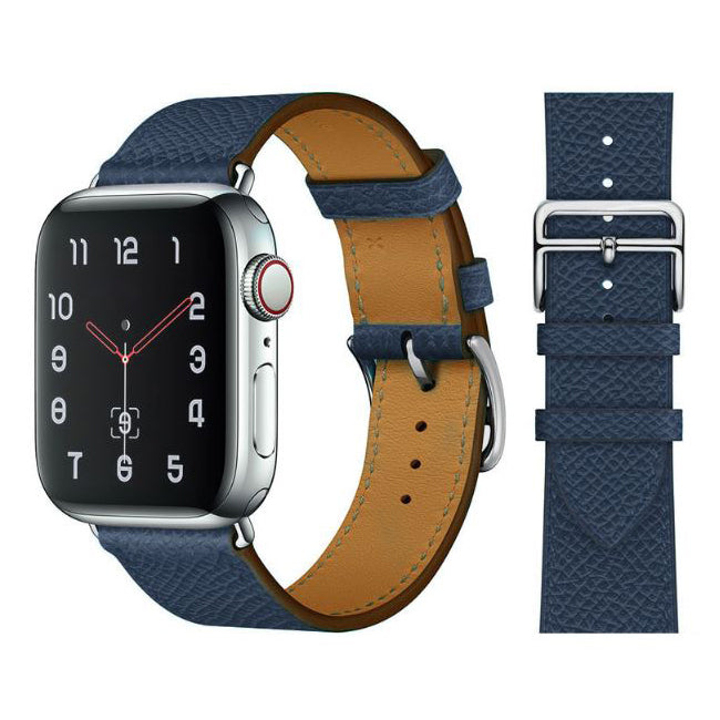 midnight blue textured-apple-watch-series-7-leather-strap