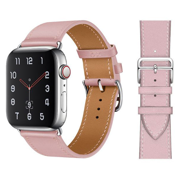 pink replacement-apple-watch-series-7-leather-strap