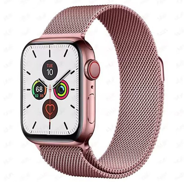 rose pink apple watch series 7 magnetic steel strap