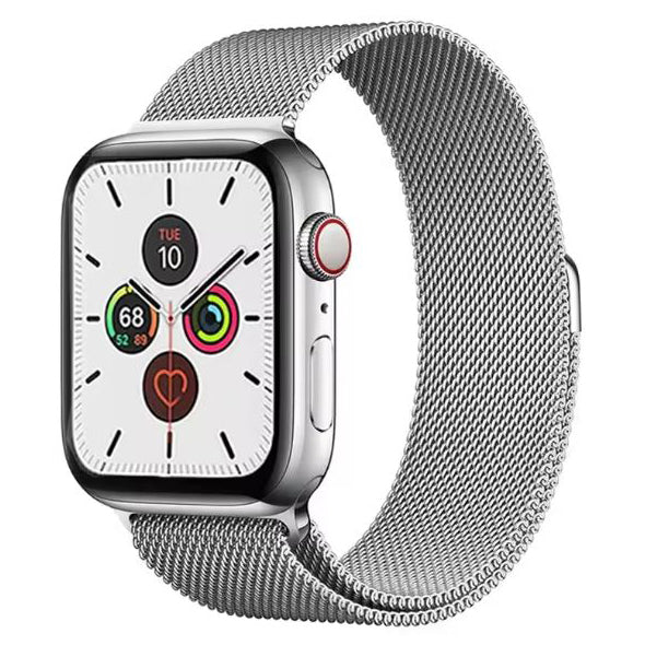 silver apple watch series 7 strap stainless mesh