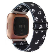 Nylon Straps For Fitbit Versa in paw prints on black