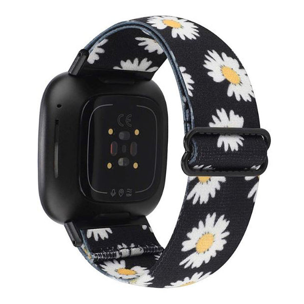 Sunflower in black Strap For Fitbit Versa 3 Elastic Nylon