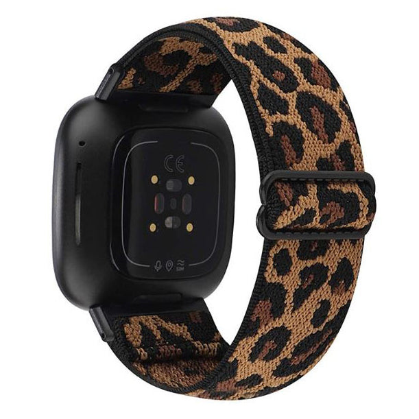 leopard print black orange Strap For Fitbit Versa 3 Elastic Nylon
