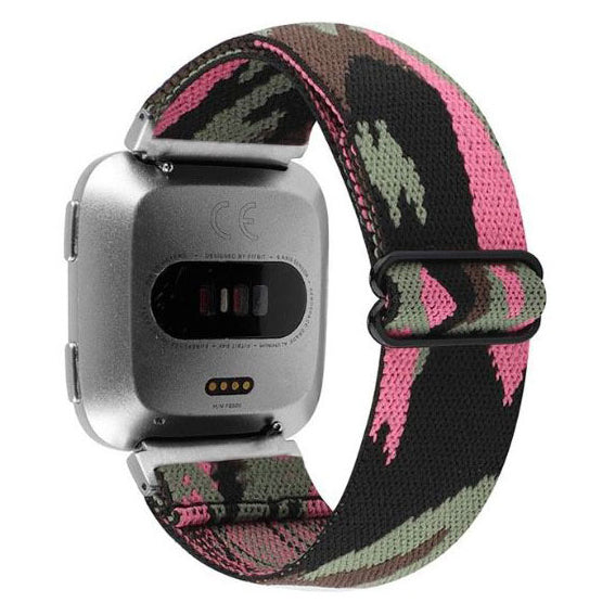 Nylon Straps For Fitbit Versa in pink camoflauge