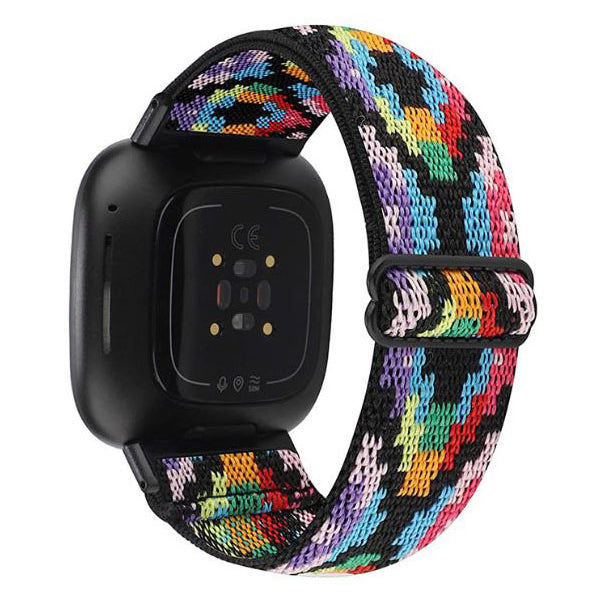 Strap For Fitbit Versa 3 Elastic Nylon in digital multicolour pattern
