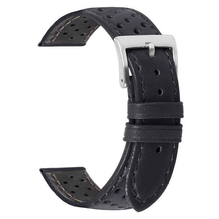 18mm watch leather band with buckle closure in black
