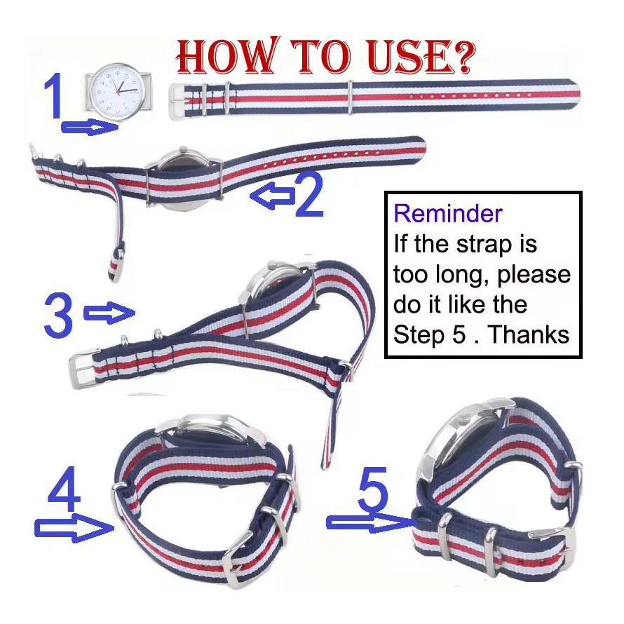 20mm watch strap durable nylon fabric fitting instructions
