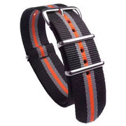 22mm-watch-buckle-nylon-wristband in black grey orange