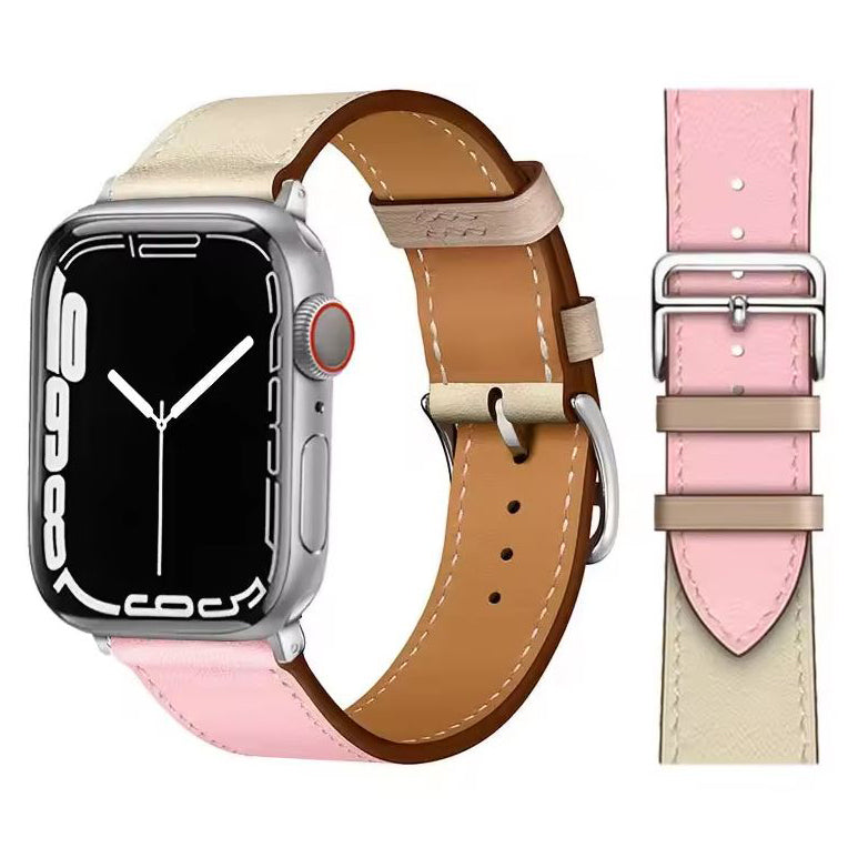 Apple Watch SE PU Leather Strap in pink beige