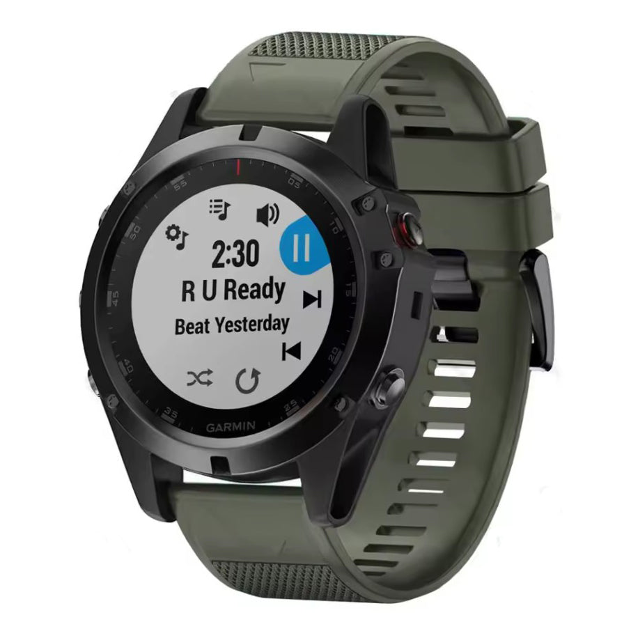 Strap for Garmin Quatix 7X  Silicone in army green