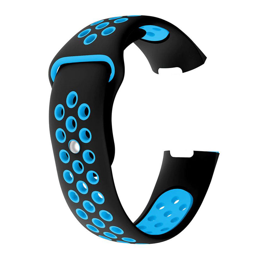 Breathable Fitbit Charge 3 Strap in Silicone in black blue