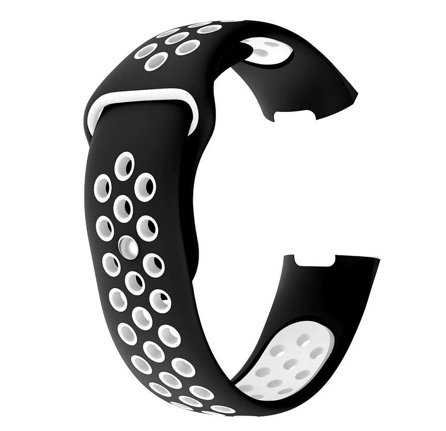 Pin & Tuck Strap Silicone Large Small Charge 4 in black white