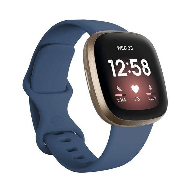 Plain Fitbit Versa 4 Band in Silicone in blue