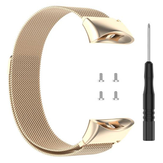 champagne gold garmin forerunner 45 steel strap close up
