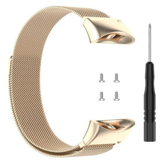 champagne gold garmin forerunner 45 steel strap close up

