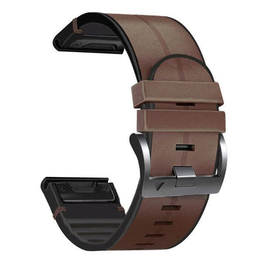 dark brown garmin marq driver strap silicone leather

