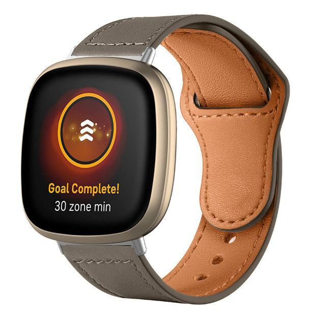 Fitbit Versa 2 Strap Leather One Size Buckle in dark grey
