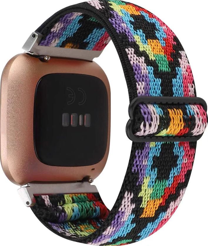 Nylon Wristband For Fitbit Versa & Versa 2 - Elastic Loop Band, 21mm Width, Velcro Closure