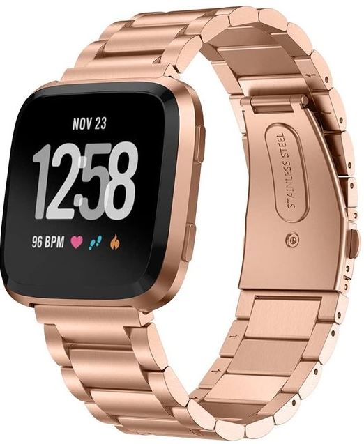 Plain Fitbit Versa 2 Rose Gold Strap in Stainless Steel