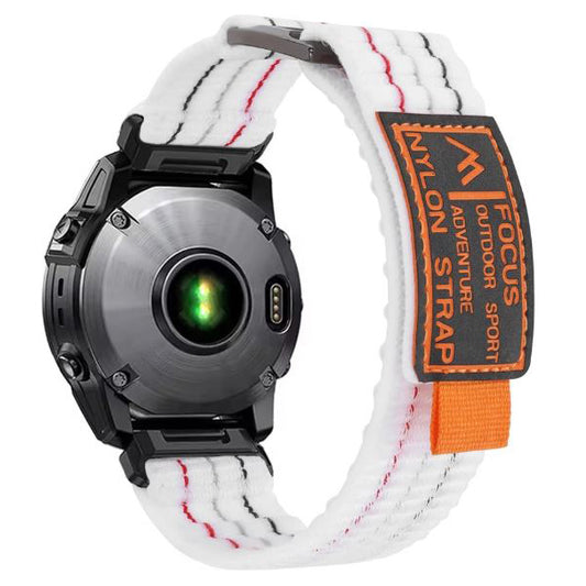 Glacier White garmin fenix 6x nylon strap secure clasp
