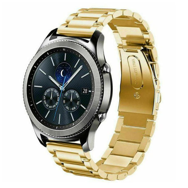 gold close up of garmin vivoactive hr steel strap
