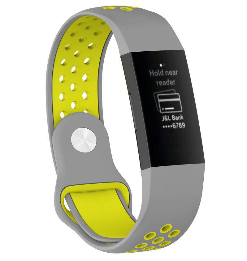 Strap For Fitbit Charge 3 Breathable in grey yellow