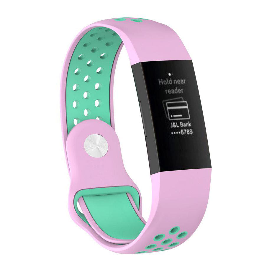 Band For Fitbit Charge 3 Breathable in pink teal