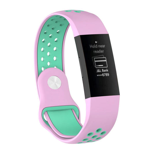 Fitbit Charge 3 Strap Silicone Large Small in pink teal