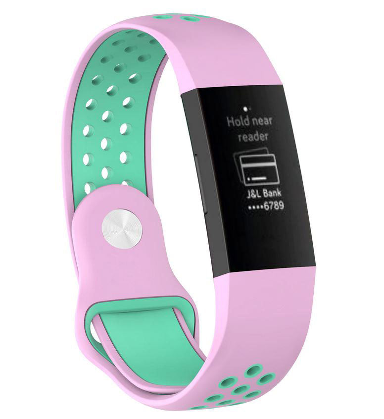 Fitbit Charge 4 Strap Ireland Pin & Tuck Silicone in pink teal