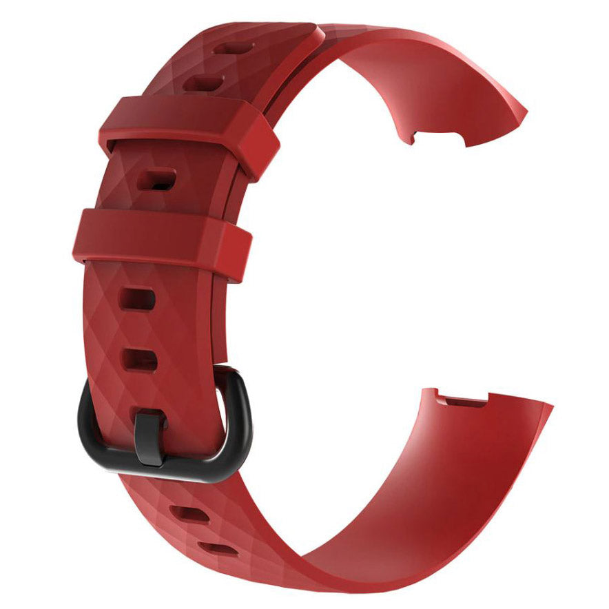 Textured Fitbit Charge 4 Watchband in Silicone in red