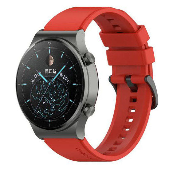 One Size Strap Silicone Galaxy Watch 3 45mm Buckle in red