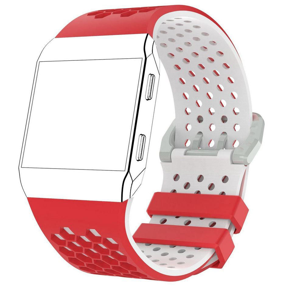 Two Tone Fitbit Ionic Strap in Silicone in red white