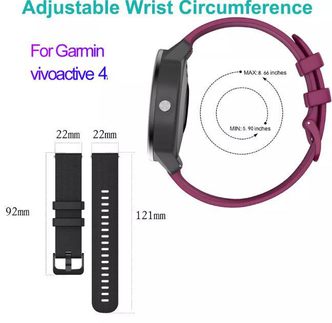 Garmin Vivoactive 4 Strap Silicone One Size Buckle