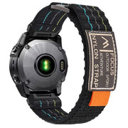 Storm Black garmin quatix 6x solar nylon strap closeup
