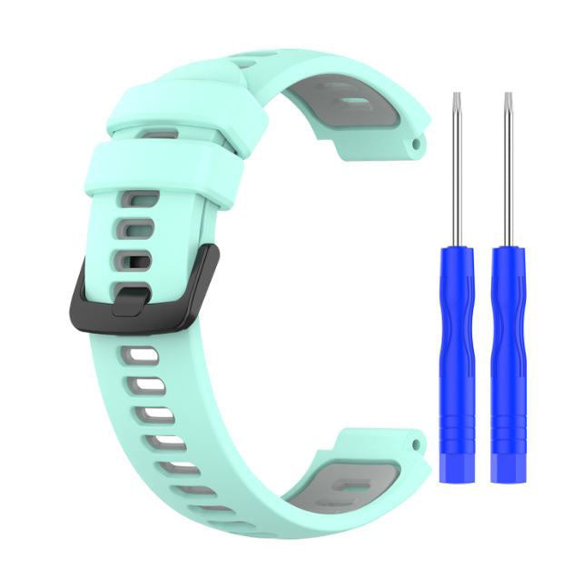 Teal Grey silicone garmin approach s5 strap closeup
