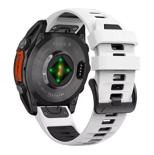 White Black garmin fenix 6x pro strap front view
