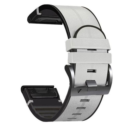 white silicone leather garmin fenix 5x plus strap
