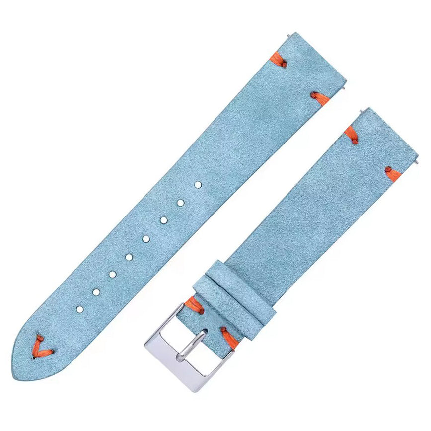 Coros Apex Pro genuine leather suede strap in light blue