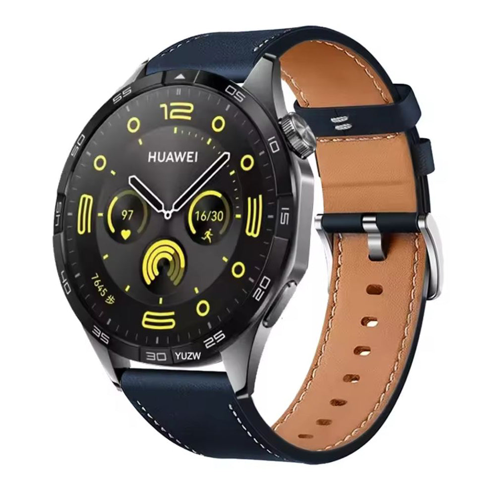Coros Apex Pro plain leather watch band in midnight blue