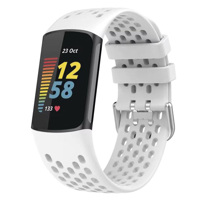 Fitbit Charge 5 flexible silicone wristband in white