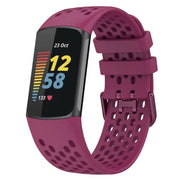 Fitbit Charge 6 breathable silicone replacement strap in wine red