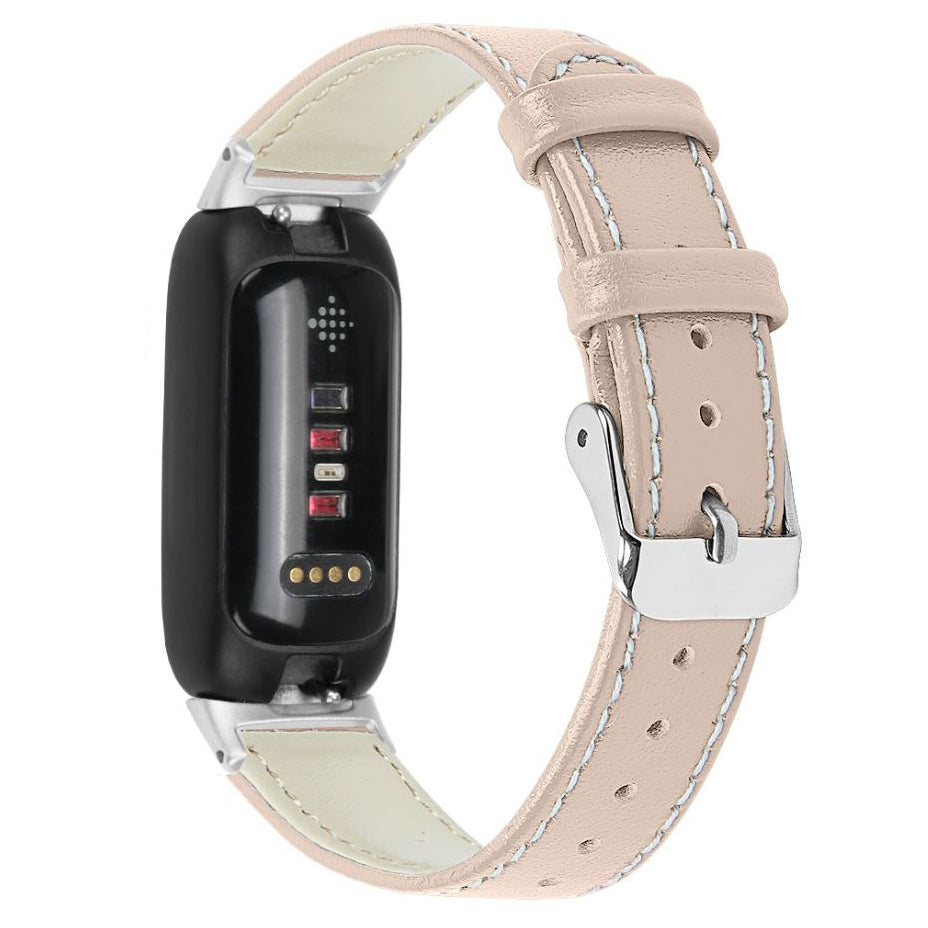 Fitbit Inspire 3 soft stitched leather strap in apricot
