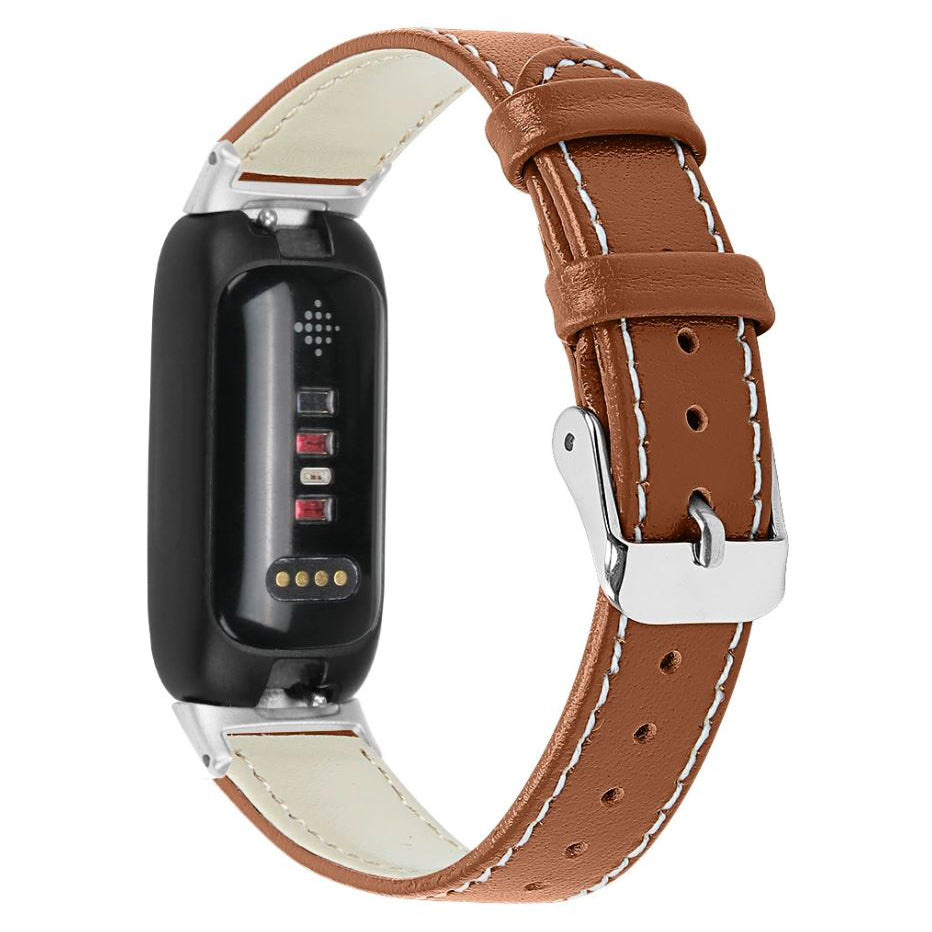 Fitbit Inspire 3 classic stitched replacement band in brown