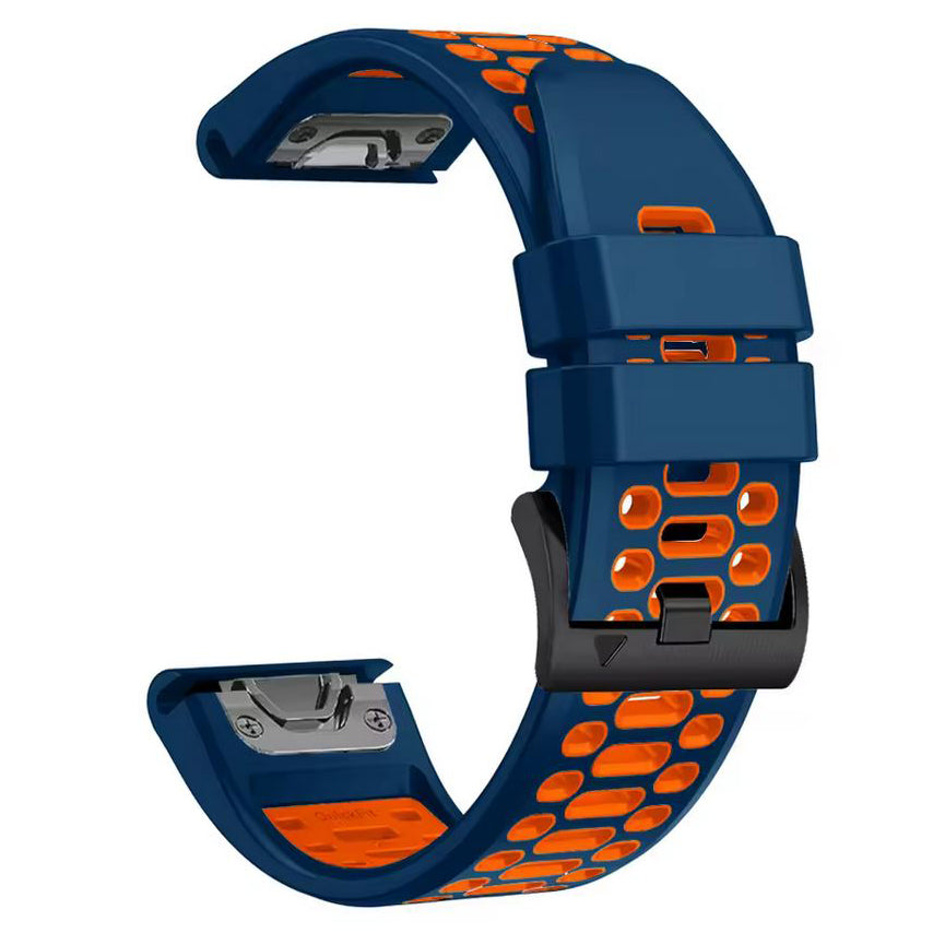 two tone silicone band garmin smartwatch in blue orange
