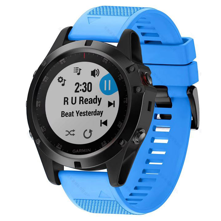 Garmin Fenix E replacement watch strap textured surface in sky blue
